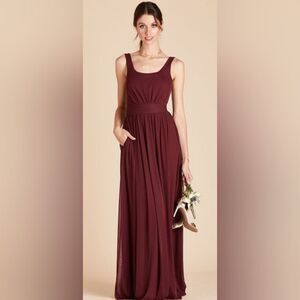 BIRDY GREY Jan Scoop Neck Column Gown In Cabernet NWT Size XS